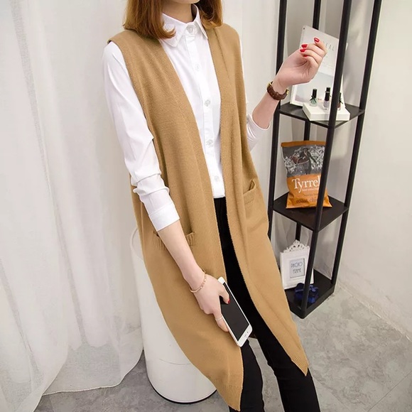 Jackets & Blazers - Long Cardigan Vest Long Vest Knit Sweater Vest S